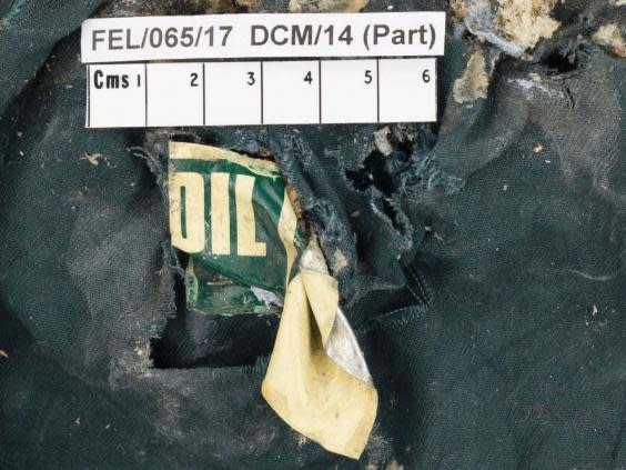 A fragment of can of the type obtained by Abedi from the scene of the bombing (Greater Manchester Police )