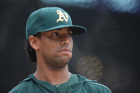 May 3, 2019; Pittsburgh, PA, USA; Oakland Athletics left fielder Khris Davis (2) at the batting cage before playing the Pittsburgh Pirates at PNC Park. Mandatory Credit: Charles LeClaire-USA TODAY Sports