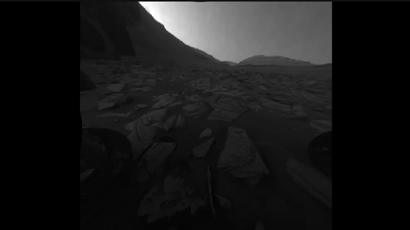 The Front Hazcam view of Mount Sharp.