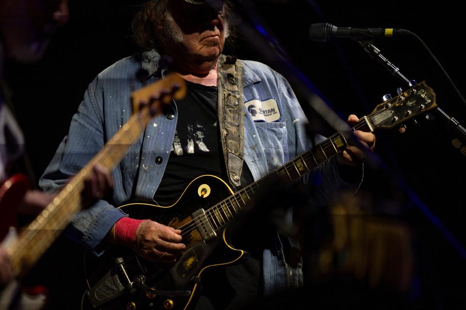 Neil Young & Crazy Horse performs "Cortez the Killer" as the opener of the Love Earth Tour at FirstBank Amphitheater in Franklin, Tenn., Thursday, May 9, 2024.