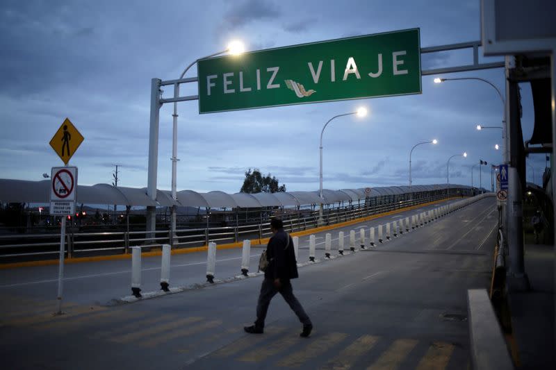 A man is seen at the Cordova Americas border bridge in Ciudad Juarez