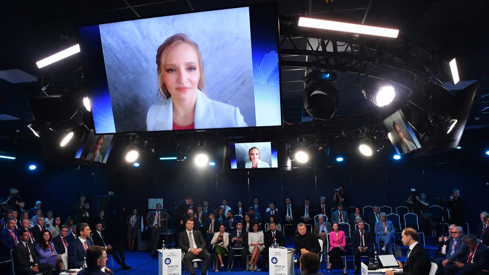 Katerina Tikhonova, Putin's daughter and the head of Innopraktika development initiative, virtually attended the Saint Petersburg International Economic Forum in Saint Petersburg, Russia, on Thursday. - Olga Maltseva/AFP/Getty Images