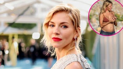 Pregnant Sienna Miller's Best Baby Bump Pics Before Welcoming Baby No. 2, First With Oli Green