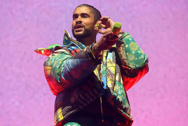 Frazer Harrison/Getty for Coachella Bad Bunny pictured at Coachella 2023.