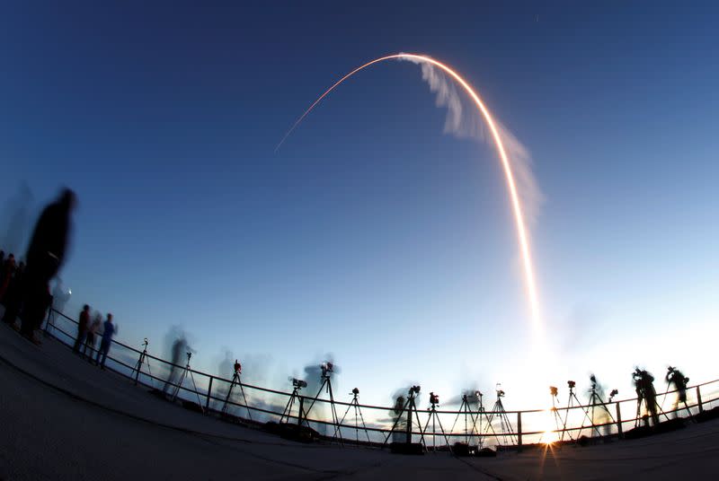 The Boeing CST-100 Starliner spacecraft lifts off from launch complex 40 at the Cape Canaveral Air Force Station in Cape Canaveral,