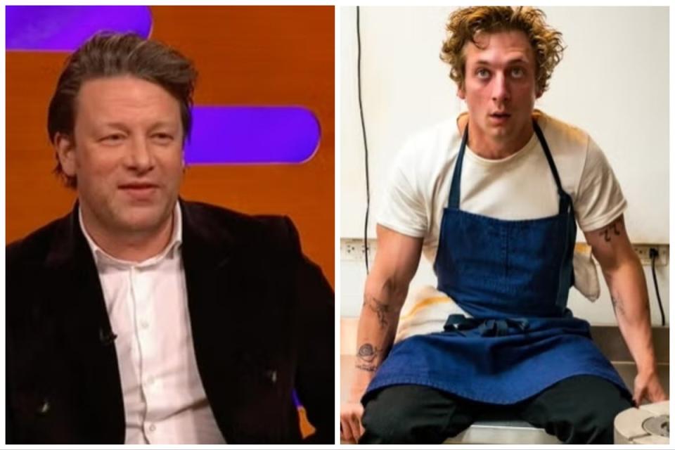 Jamie Oliver (left) and Jeremy Allen White in ‘The Bear' (BBC/FX via AP)
