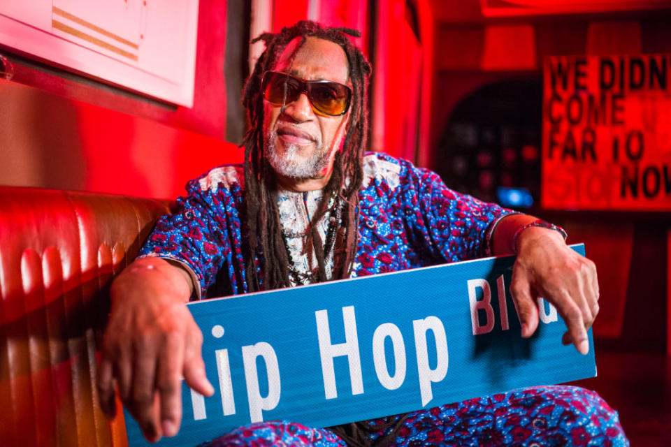 “They say, ‘Herc, why you never make a record?’ My record is hip-hop.” DJ Kool Herc in Harlem, NYC, in 2019. (Credit: Steven Ferdman via Getty Images)