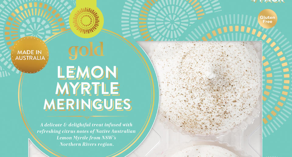 Woolworths lemon myrtle meringue pictured.