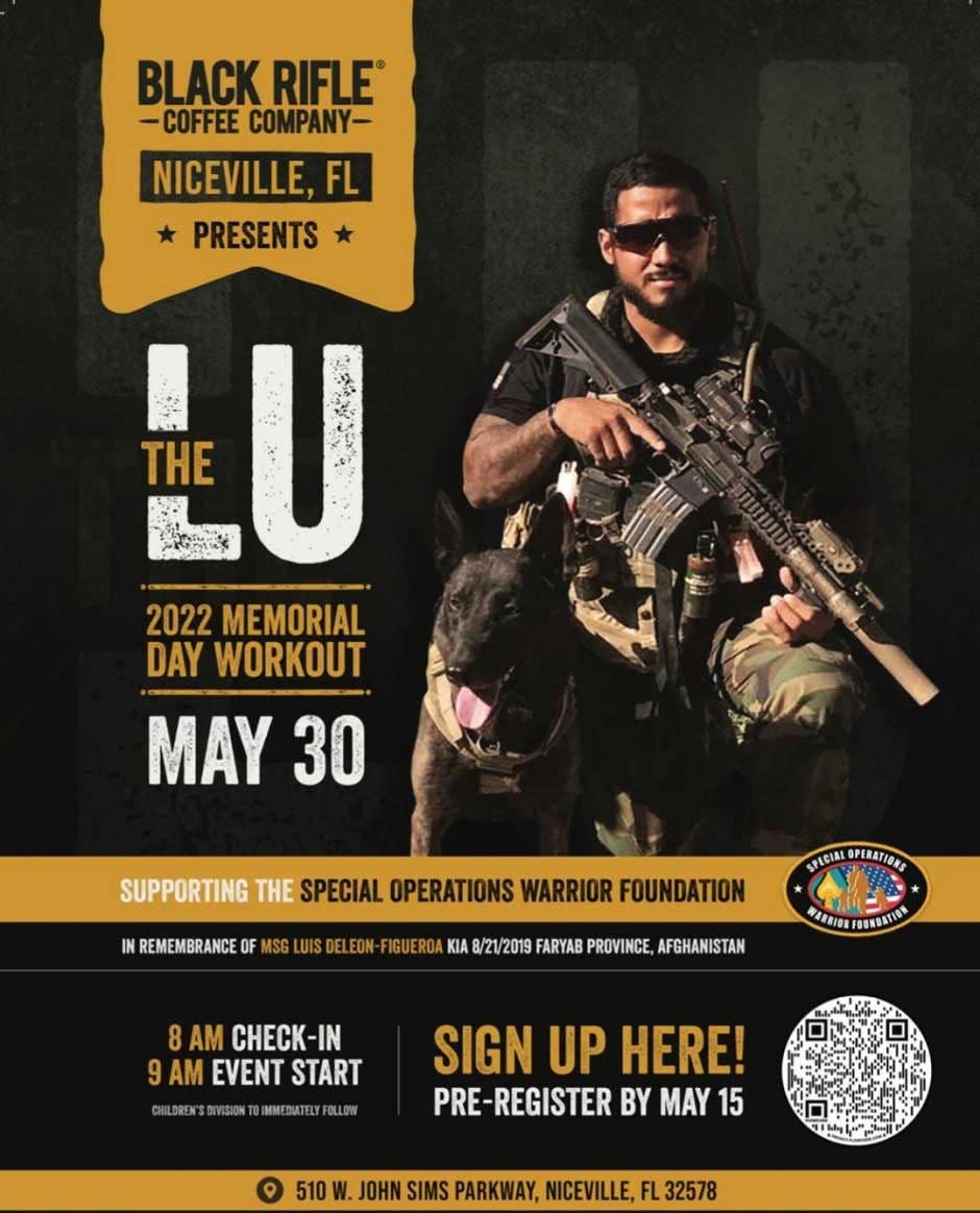 This Memorial Day workout in honor of 7th Special Forces Master Sgt. Luis DeLeon-Figueroa will benefit the Speical Operations Warrior Foundation.