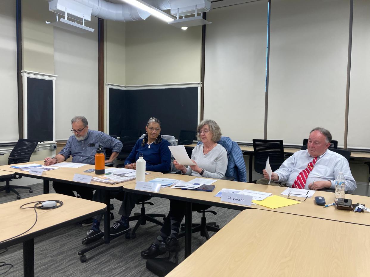 Worcester Board of Health members, from left, Leopoldo Negron Cruz, Vice Chairwoman Chareese Allen, interim Chairwoman Frances Anthes and Gary Rosen