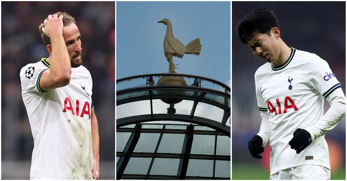 Tottenham Hotspur stars Harry Kane (left) and Son Heung-min struggle to lift the club out of their off-pitch woes this season. (PHOTOS: Getty Images)