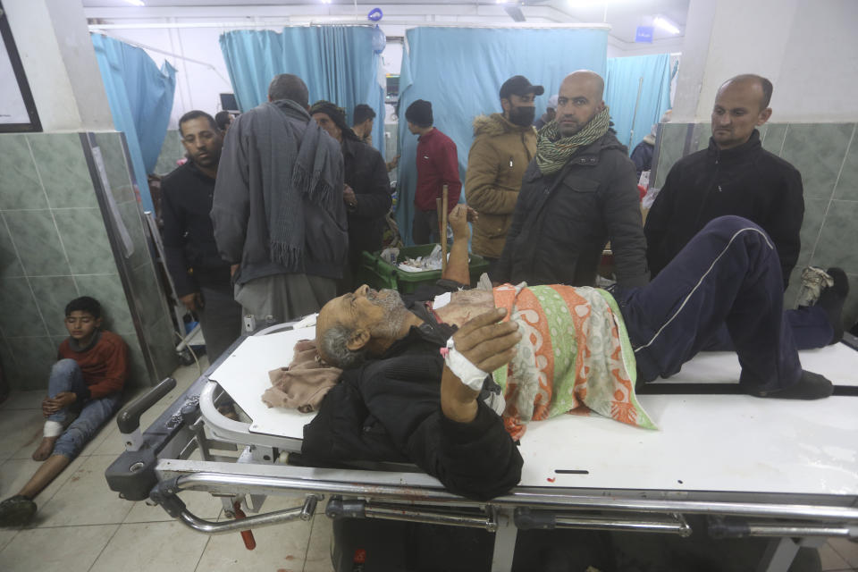 Palestinians wounded in Israeli bombardment receive treatment in a hospital t in Rafah, Gaza Strip, Monday, Feb. 5, 2024. (AP Photo/Hatem Ali)