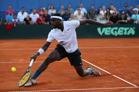 Tennis - Davis Cup - World Group Semi-Final - Croatia v United States - Sportski centar Visnjik, Zadar, Croatia - September 16, 2018 Frances Tiafoe of the U.S. in action during his match against Croatia's Borna Coric REUTERS/Antonio Bronic