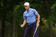 Will Zalatoris reacts after a putt on the 11th hole during the final round of the U.S. Open golf tournament at The Country Club, Sunday, June 19, 2022, in Brookline, Mass. (AP Photo/Julio Cortez)