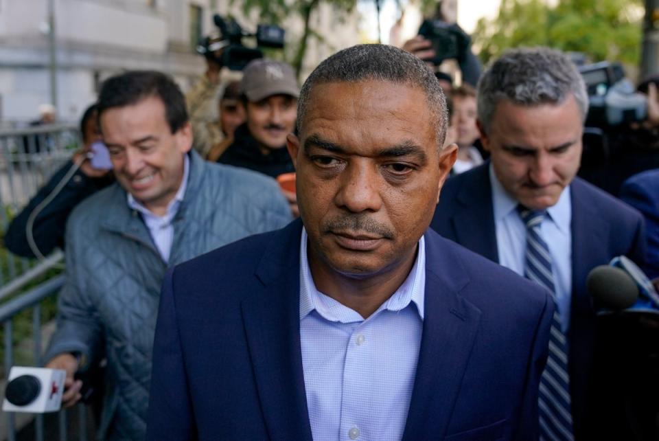 Jose Uribe leaves federal court on 27 September 2023, in New York (AP)