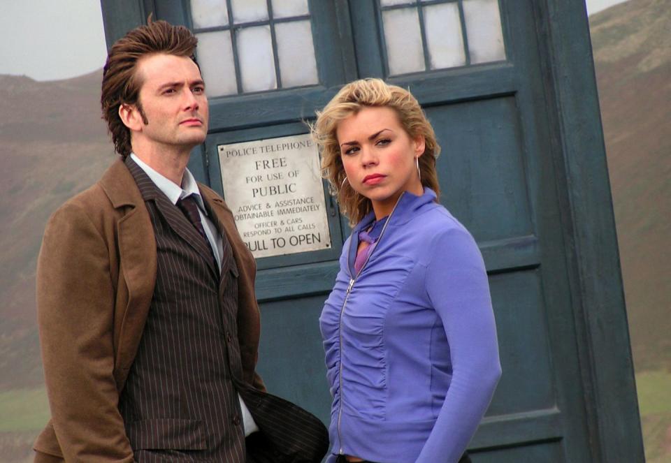david tennant as doctor who and billie piper as rose tyler in doctor who