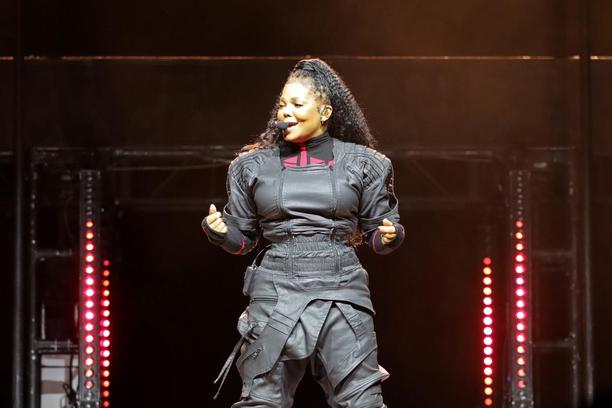 Janet Jackson performs during the World AIDS Day concert on Dec. 1, 2023, at NRG Arena in Houston.