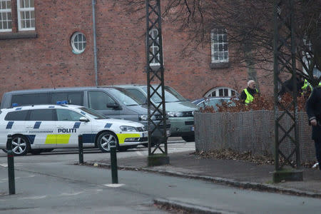 Police presence is seen at the site of a shooting in Copenhagen February 14, 2015. REUTERS/Mathias OEgendal/Scanpix Denmark