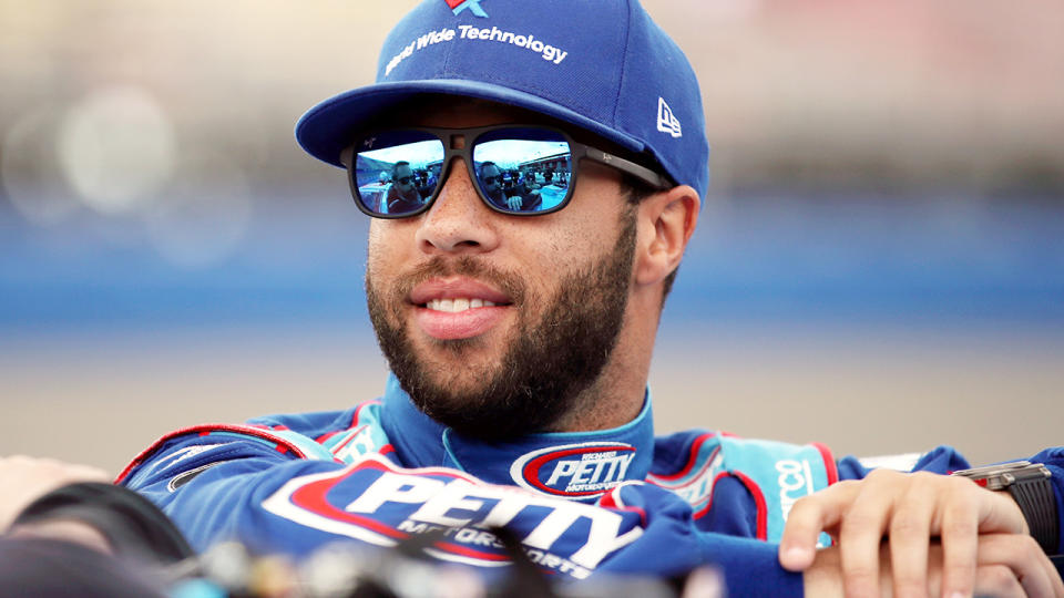 Bubba Wallace, picture here at the NASCAR Cup Series Auto Club 400 in February.