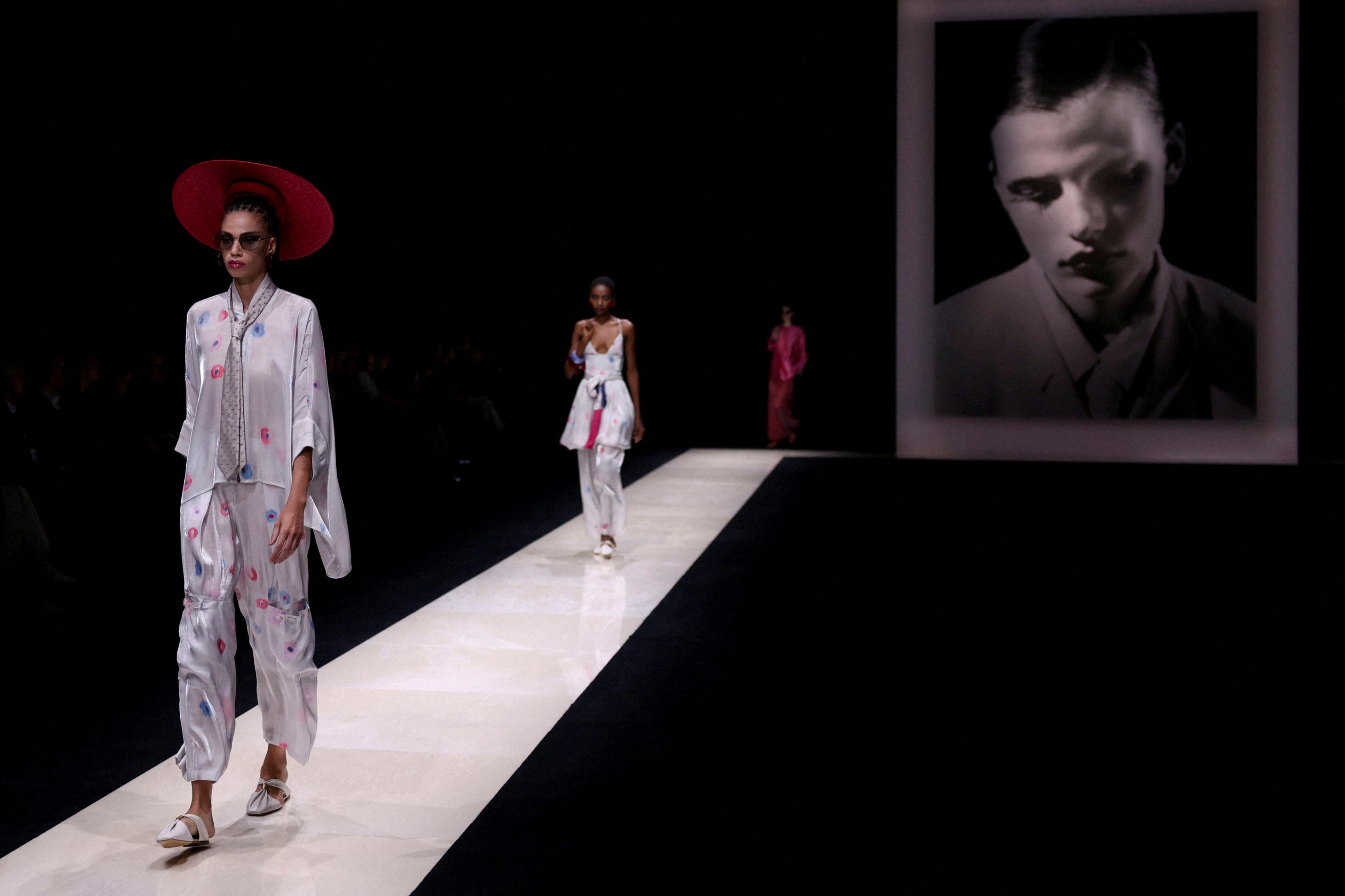 Models present creations from Emporio Armani.