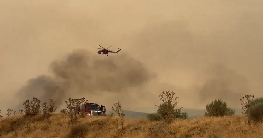 Crews battle the Cow Valley Fire on Jul. 14, 2024. (Oregon State Fire Marshal)