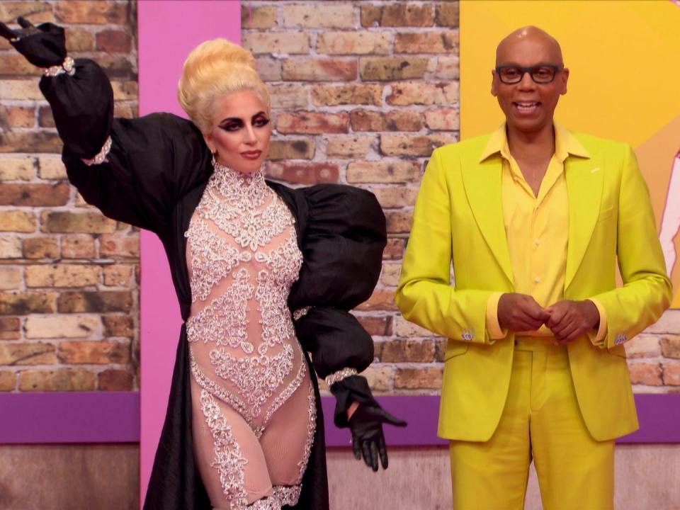 Lady Gaga and RuPaul on set of "Drag Race"