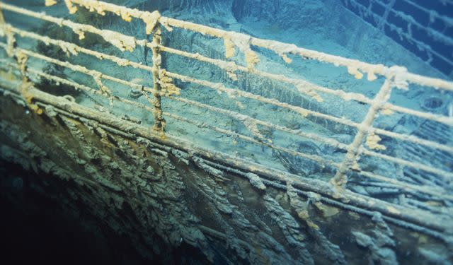 <p>Xavier DESMIER/Gamma-Rapho Getty</p> An image of the wreck of the 'Titanic'