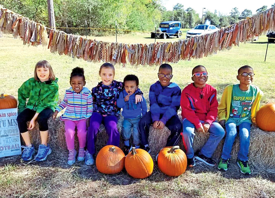 (From left) Sadie, Gabi, Daphne, Bryson, Thomas, Carter, David and Joey (not pictured) love spending time together as a family five siblings from foster care