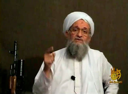 Al Qaeda's Ayman al-Zawahri speaks from an unknown location, in this still image taken from video uploaded on a social media website June 8, 2011. Social Media Websitevia REUTERS/File Photo