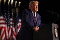 WASHINGTON, DC - AUGUST 27: U.S. President Donald Trump delivers his acceptance speech for the Republican presidential nomination on the South Lawn of the White House on August 27, 2020 in Washington, DC. Trump gave the speech in front of 1500 invited guests. (Photo by Alex Wong/Getty Images)