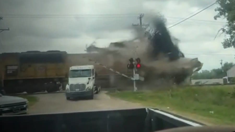 <em>Semi-truck in Tye moments after Collision</em>