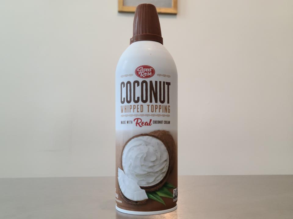 can of coconut whipped cream on a table
