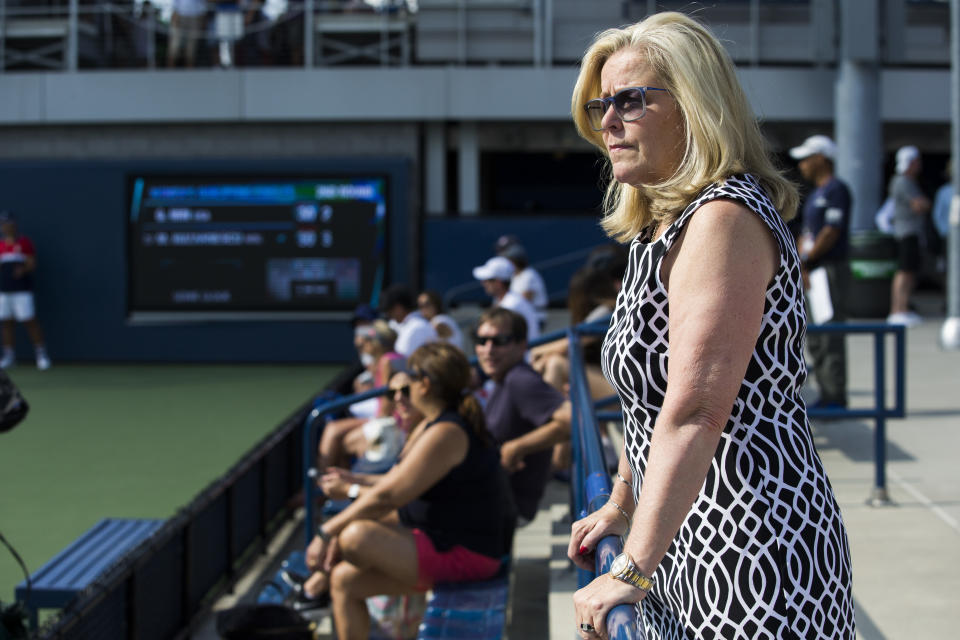 FILE - Stacey Allaster, the U.S. Tennis Association's chief executive of professional tennis, poses during a qualifying round at the U.S Open in New York, Aug. 24, 2017. Allaster, the first female tournament director at the U.S. Open and former CEO of the WTA, received the Billie Jean King Leadership Award at the Women’s Sports Foundation's annual dinner in New Yrk Thursday, Oct. 12, 2023.(AP Photo/Michael Noble Jr., File)