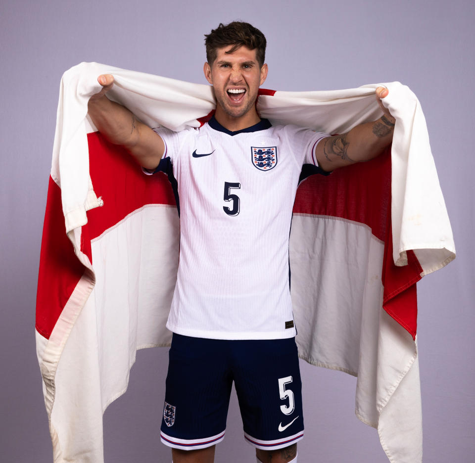 BLANKENHAIN, GERMANY - JUNE 14: John Stones of England poses for a portrait during an England Media Activity at Spa & Golf Resort Weimarer Land on June 14, 2024 in Blankenhain, Germany. (Photo by Richard Pelham/Getty Images)