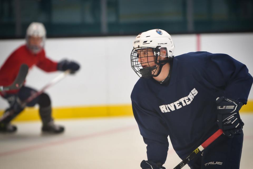 Madison Packer, captain and player for the Riveters, is seen during their practice at American Dream in East Rutherford, Thursday on 10/13/22.   