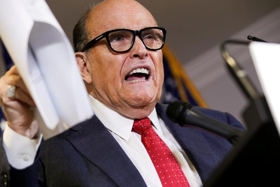 Rudy Giuliani speaking about the 2020 US presidential election results during a news conference in Washington (REUTERS)