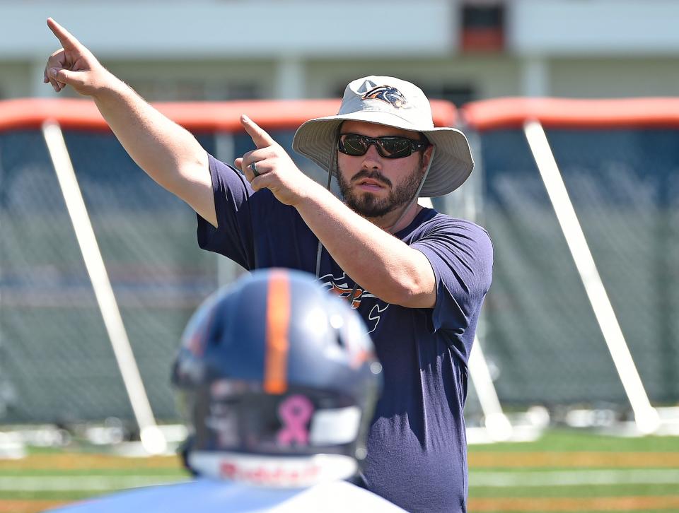 First-year Bradenton Christian head coach Scott Paravicini gives instructions at a recent Panther practice.