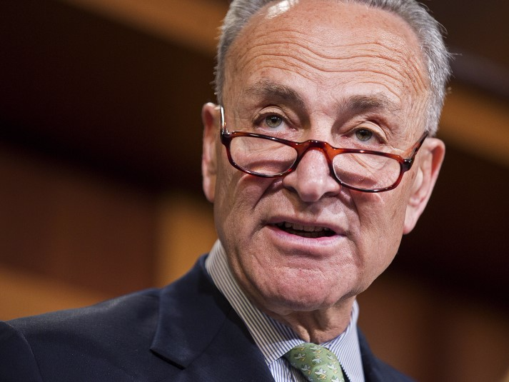 U.S. Senator Charles Schumer (D-NY) speaks after the cloture vote on the nomination of Loretta Lynch to be Attorney General, on Capitol Hill in Washington April 23, 2015.</p>
<p> REUTERS/Joshua Roberts 