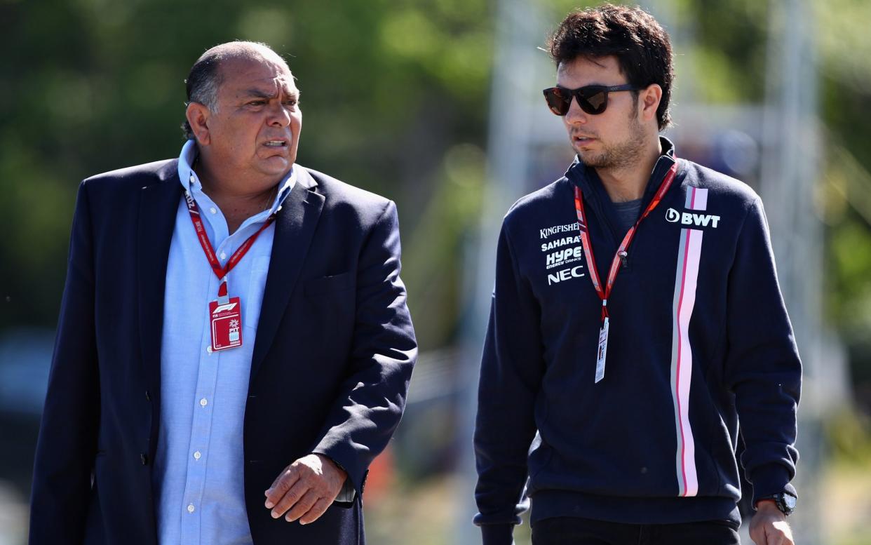 Antonio Pérez Garibay (left) and Sergio Pérez -  Sergio Perez's father found unconscious with 'shock' after son's crash at Azerbaijan GP