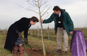 Princess Anne planted the last tree in the area in 2014, but it could be removed for houses. (Gov.UK)