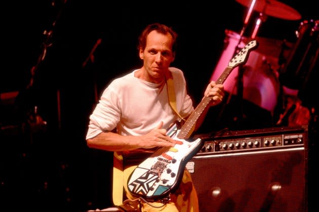 Adrian Belew of King Crimson at the Poplar Creek Music Theater in Hoffman Estates, Illinois, June 22, 1984.  - Credit: Paul Natkin/Getty Images