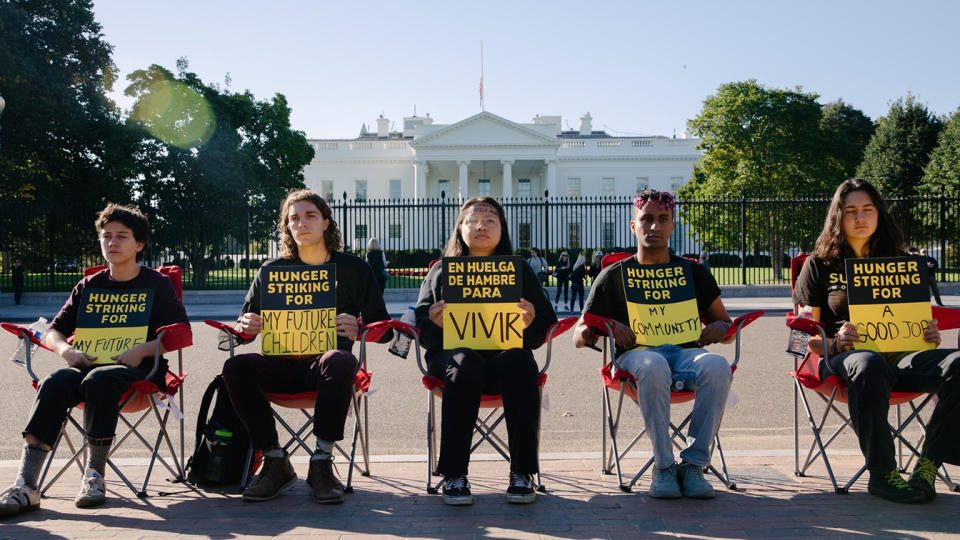 Five young activists began a hunger strike in front of the White House on Wednesday. (Hunger Strike for Climate Justice)