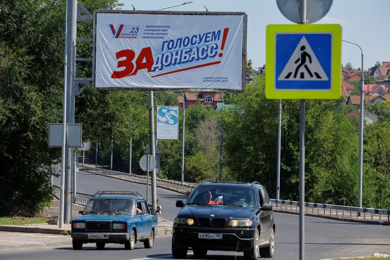 FILE PHOTO: Preparations for the upcoming regional elections planned by the Russian-installed authorities in Donetsk