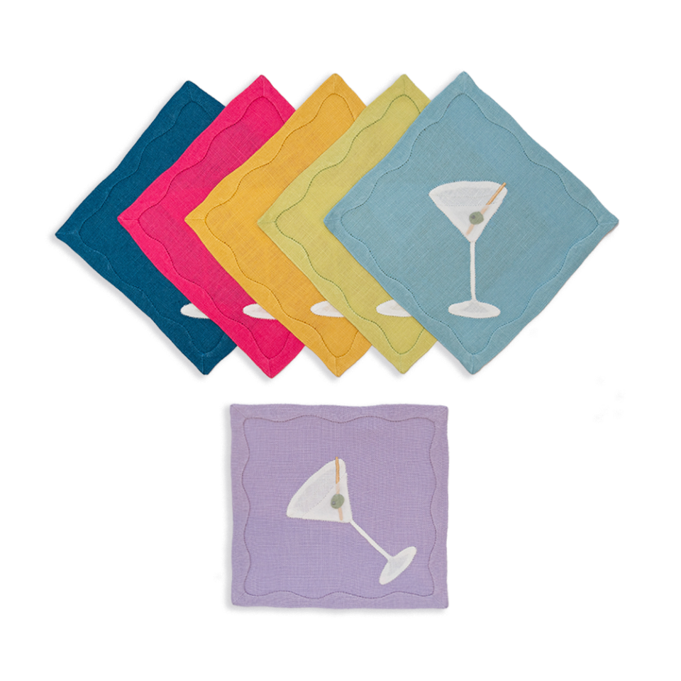 Rainbow Martini Cocktail Napkins, Set of 6