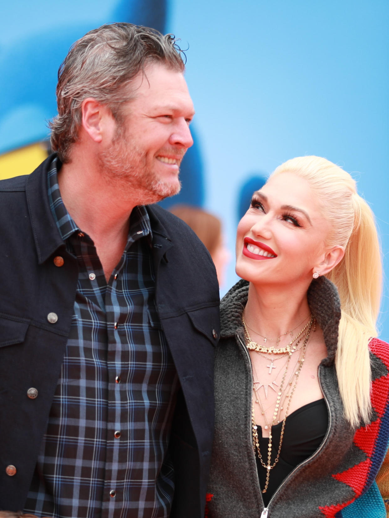 LOS ANGELES, CALIFORNIA - APRIL 27: Blake Shelton (L) and Gwen Stefani attend STX Films World Premiere of "UglyDolls" at Regal Cinemas L.A. Live on April 27, 2019 in Los Angeles, California. (Photo by Rich Fury/Getty Images)