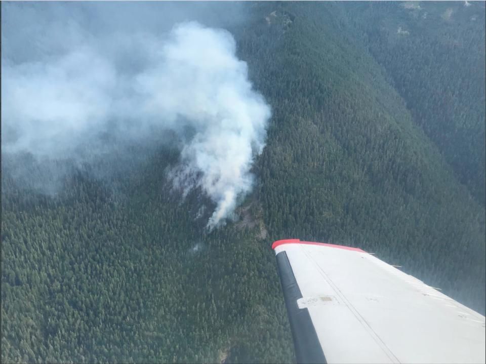 An aerial view of the Beachie Creek Fire while it was burning in the Opal Creek Wilderness area.