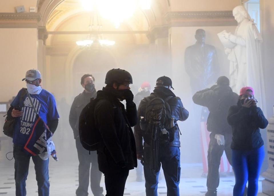 Teargas fills a corridor in the Capitol.