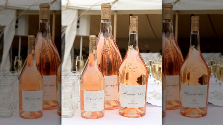 bottles of whispering angel rose wine