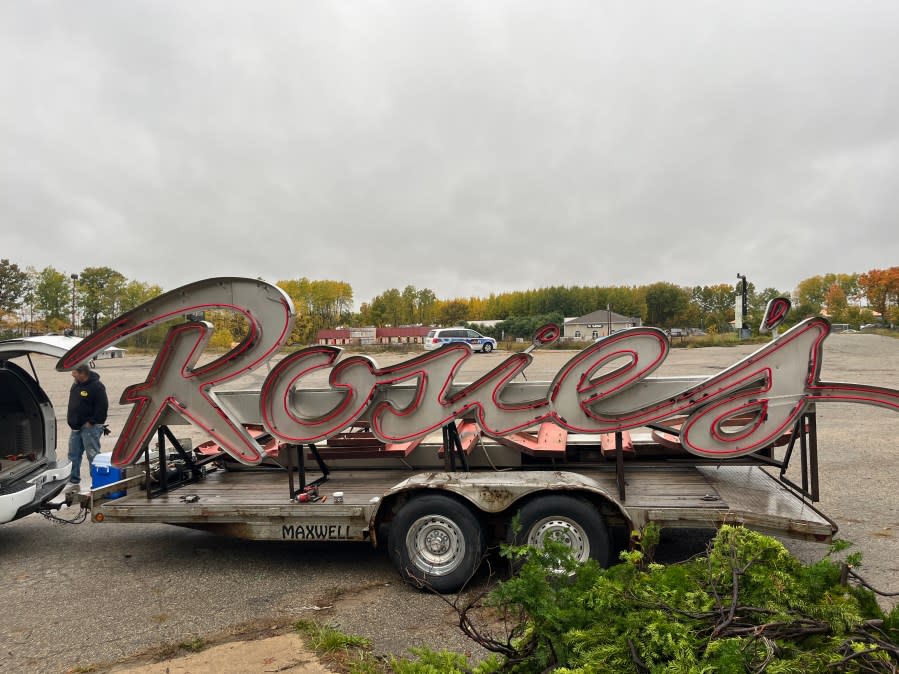 Crews removed the "Rosie's" sign form the iconic diner on Oct. 20, 2023.