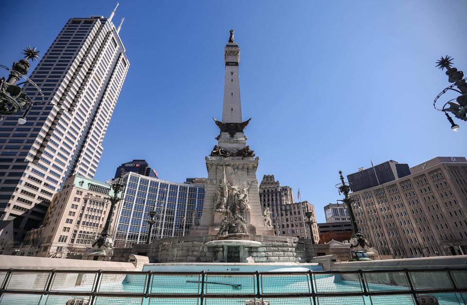 The Soldiers and Sailors Monument on Wednesday, March 3, 2021, in downtown Indianapolis. 